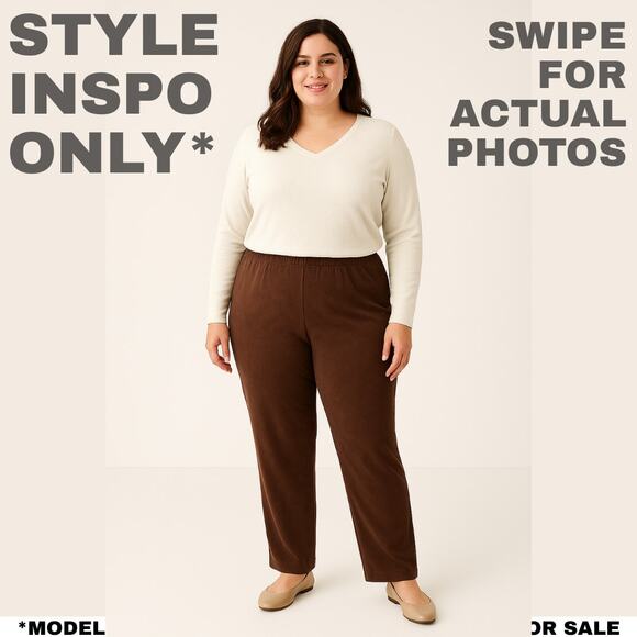 Alfred Dunner 18W Brown Pull On Pants/Trousers [0383] - Picture 3 of 8